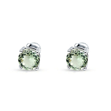 Solitaire Stud Earring Natural Green Amethyst Prasiolite 925 Sterling Silver Wholesale